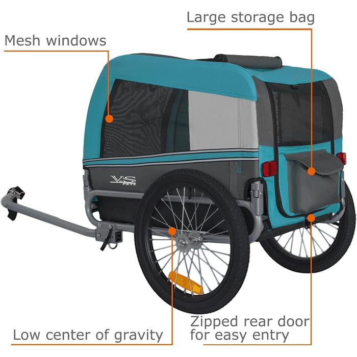 Фаркоп для собак Tiggo VS Pets M: велосипедний причіп для собак, блакитний
