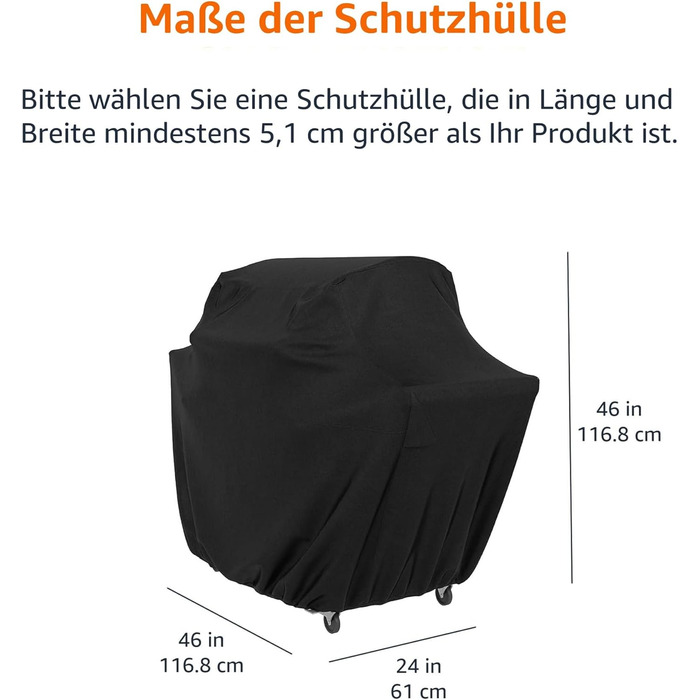 Водонепроникний чохол для газового гриля Amazon Basics, 117x61x117 см, чорний, для вулиці