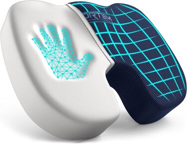 Крісло-подушка FORTEM: м'яке сидіння з memory foam для офісного, ігрового та автомобільного крісла. Знімна наволочка, великий розмір (блакитна сітка)
