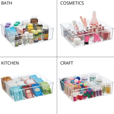 mDesign 2-piece storage box set with 12 compartments – practical closet box for the bedroom – ideal organizer for clothing and accessories made of BPA-free plastic – transparent