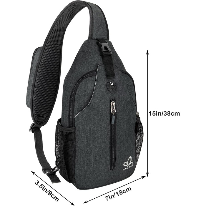 Сумка на плече WATERFLY Sling Rucksack для чоловіків і жінок, регульований ремінь, для прогулянок та подорожей