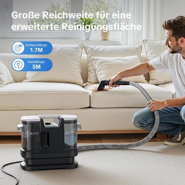 Низькопрофільний пилосос для вологого та сухого прибирання 450W з потужністю всмоктування 13500Pa, для килимів, м'яких меблів, диванів, крісел, сходи, автомобіля, килимків. Білий (чорно-білий)