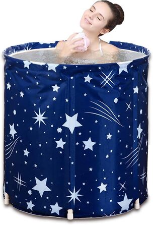 Foldable Bathtub, Foldable Bathtub, Foldable Bathtub, SPA Bathtub, Adult Bathtub, Plastic Bucket, 70x65 cm with Insulating Cotton, Blue Star