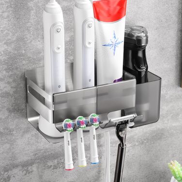 Тримач для електричної зубної щітки зі знімними насадками, нержавіюча сталь, настінний, без свердління