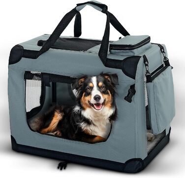 Транспортна переноска для собак і котів PET VIOLET, сіра, 62x42x44 см (L 70 x B 52 x H 50 см)