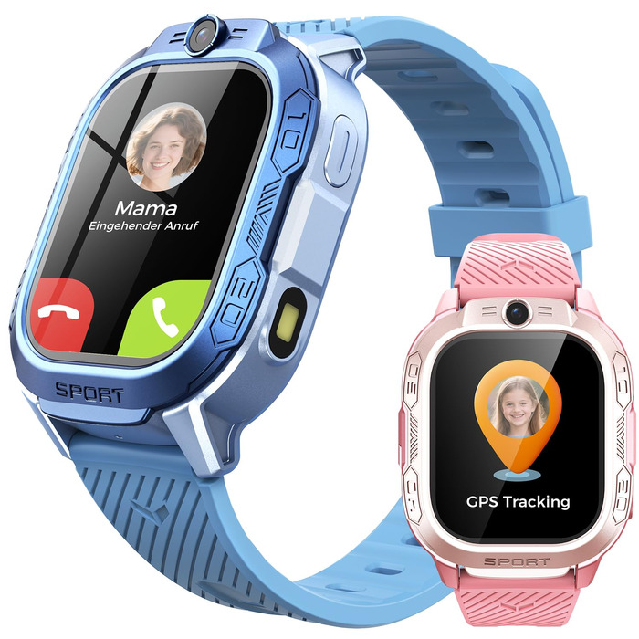 Дитячий розумний годинник KI з GPS та телефоном - 2025. Розумний годинник для дітей з відеодзвінками, чатом, Wi-Fi, 47 іграми, шкільним режимом, 4 спортивними режимами, подарунок для підлітків 5-13 років (блакитний)