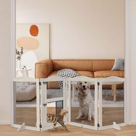 Захисний бар'єр для каміну Unipaws, огорожа для собак, 6 панелей, без свердління, білий (сірий)