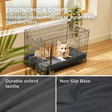 Ортопедичне ліжко для собак BEDSURE - великі породи, 112x81x7.6 см, м'яке, миється, ліжко-матрац для собак, сірий (L 89 x B 56 x H 8 см)