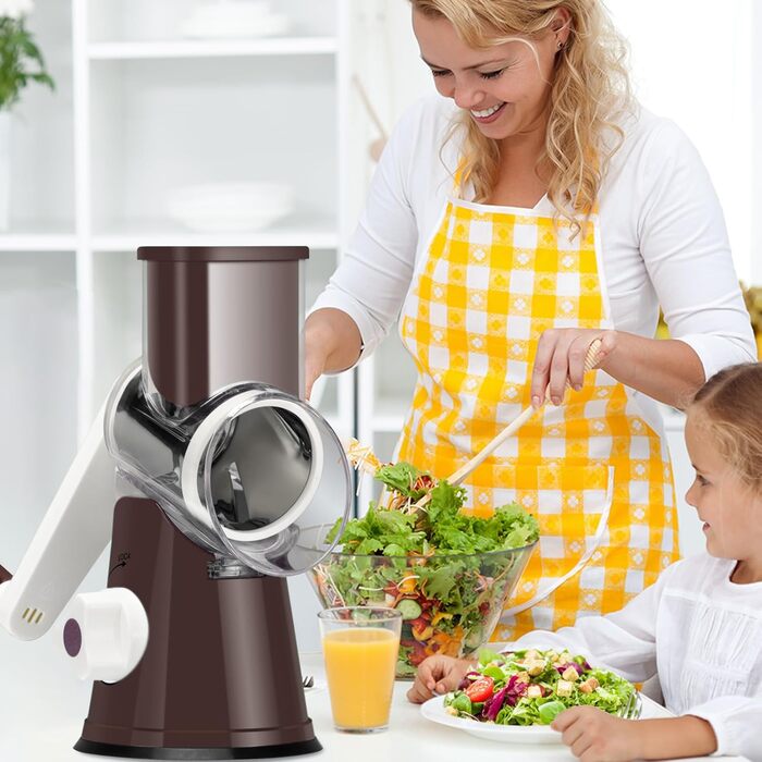 Ручна тертка Ourokhome Rotary - подрібнювач овочів, сиру, горіхів (3 леза)