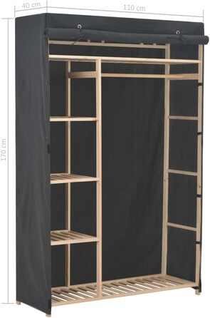 Тканинна шафа для одягу vidaXL, сіра, 110x40x170 см, для спальні та вітальні