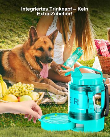 Поїлка для собак Lesotc 2200 мл, велика, для подорожей та кемпінгу (м'ятний)