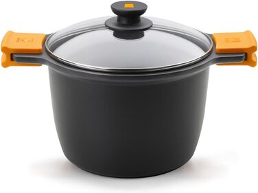 Каструля високого типу BRA Efficient, алюмінієвий литий корпус, чорна, 20 см