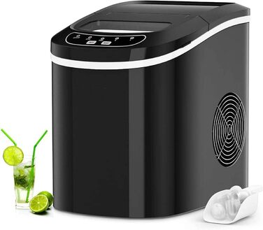 Машина для приготування льоду RELAX4LIFE - Ice Maker для дому та офісу, чорний. Швидке приготування, 2 розміри кубиків льоду, 12 кг/24 год, 2.2 л резервуар для води