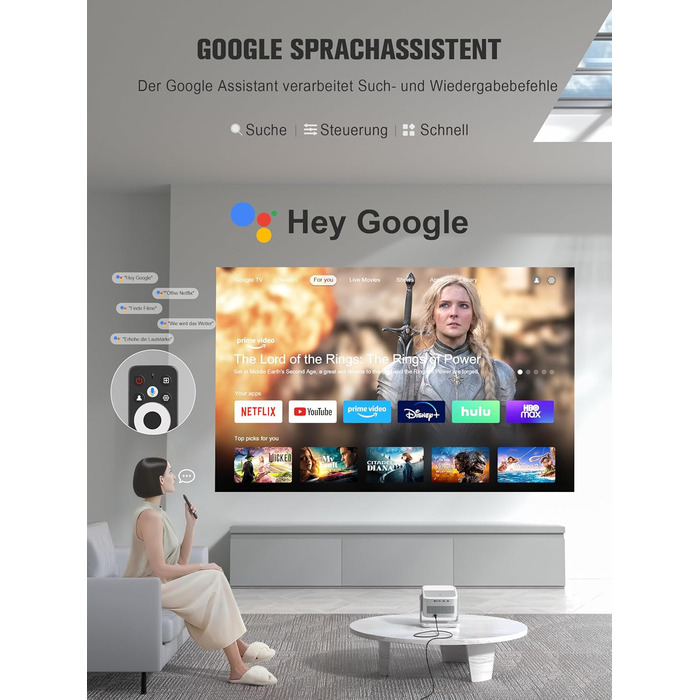 Портативний проєктор Mini Beamer: 1080P Full HD, 600ANSI, WiFi6, Bluetooth, 4K, Zoom 50%, 360° обертання, для домашнього кінотеатру, сумісний з телефоном