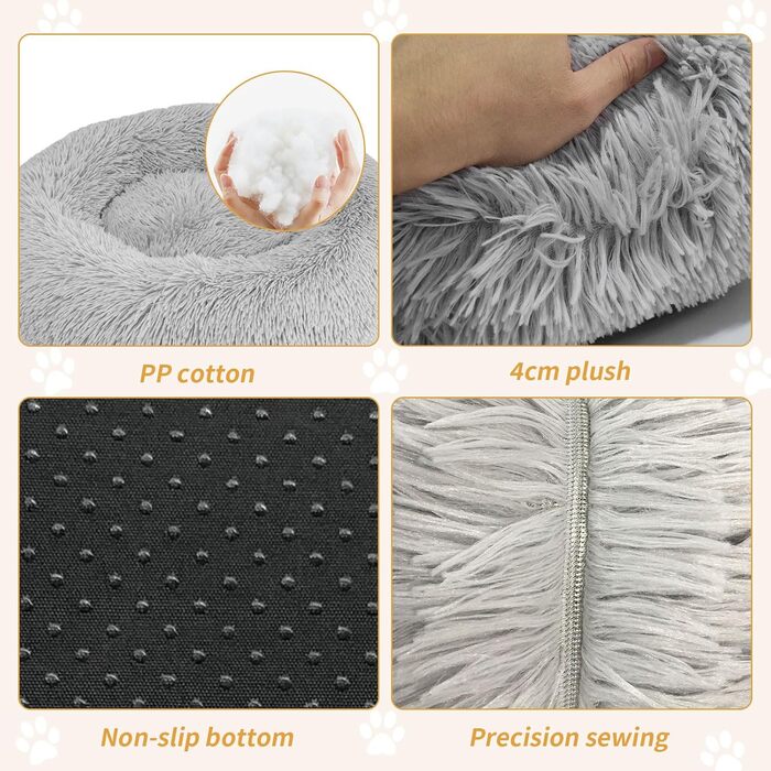 Килимок для котів та собак 50/60 см, м'який, плюшевий, круглий, антиковзаючий, легко миється