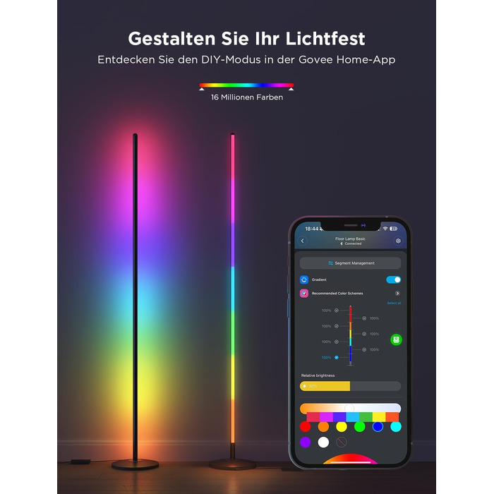 Govee LED-лампа настільна RGBIC з Wi-Fi, диммування, сумісна з Alexa та Google Assistant, 16 мільйонів кольорів, 58 режимів, музичний режим, DIY для ігор та спальні (чорний, 2 шт.)
