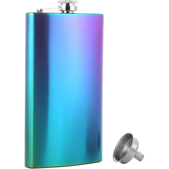 Фляга TANEAXON з воронкою та коробкою, нержавіюча сталь, не протікає (Райдужний колір, 355 мл)