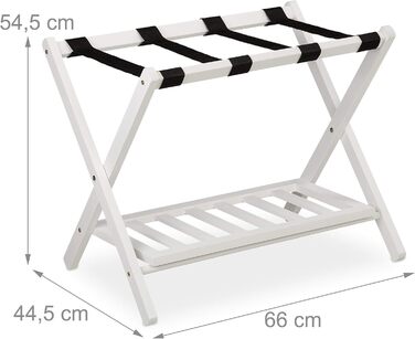 Relaxdays Folding Suit Stand, Suit Stool Wood, HBT: 54.5 x 66 x 44.5 cm, 2 Shelves, Suit Storage Hotel, white, 10029975_49
