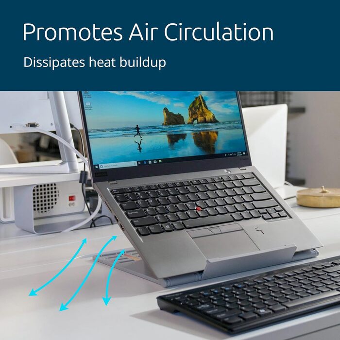 Підставка для ноутбука Kensington EasyRiser Go: регульована висота та кут, вентиляційні отвори, антиковзаючі накладки (до 17 дюймів)