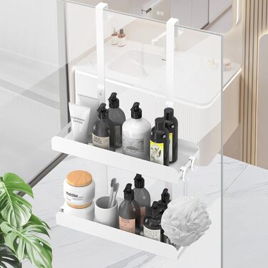 Поличка для душу MEIJO без свердління, органайзер для ванної кімнати з 4 гачками, білий