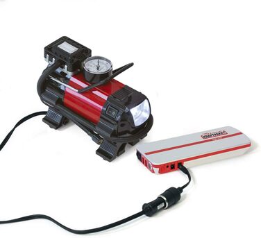 Портативний пусковий пристрій Dino KRAFTPAKET 12V-600A: для авто, мотоциклів та човнів. Підтримка різних типів акумуляторів (свинцево-кислотні, GEL, EFB, AGM). Ємність 66.6Wh, 18000mAh.