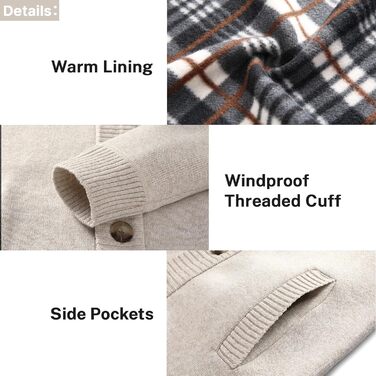 Чоловічий светр з кишенями, теплий і товстий, на осінь та зиму, бежевий, розмір S