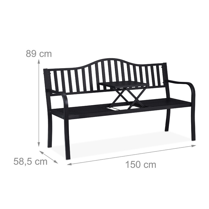 Relaxdays Garden Bench with Folding Table
