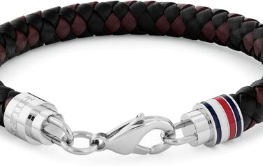 Браслет шкіряний чоловічий Tommy Hilfiger, коричнево-чорний, з нержавіючої сталі