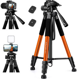 Штатив для камери JOILCAN 165см, алюміній, 5.5кг, з чохлом, для Canon, Nikon, Sony, смартфонів