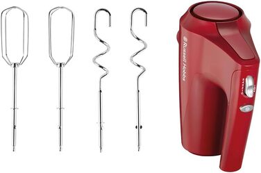 Міксер Russell Hobbs Desire Red 350W з 5 швидкостями та пульсатором, 2 насадки, червоний