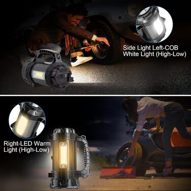 ERAY LED ліхтарик 11000 лм, ручний прожектор, акумулятор 9600mAh, 6 режимів, IPX4 водонепроникний, Power Bank, потужний ліхтар для кемпінгу, туризму, надзвичайних ситуацій, активного відпочинку (8 режимів - 3000 лм)