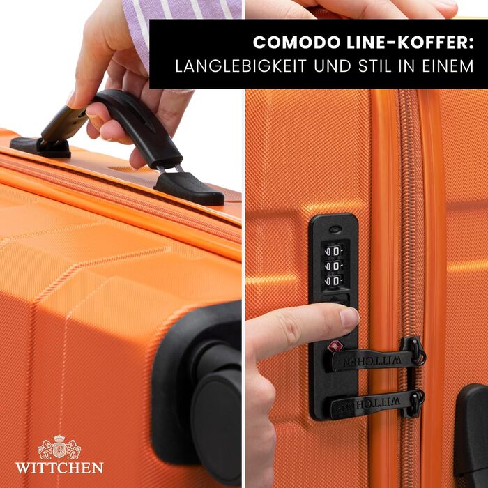 Набір валіз WITTCHEN COMODO Line: 3 шт., ABS, телескопічна ручка, TSA-замок, 4 колеса (Оранжевий)
