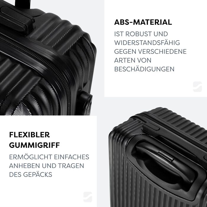 Набір валіз 3 шт: ручна поклажа, середній та великий кофр з ABS, чорний. Набір валіз з ABS, 3 шт.