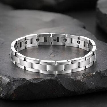 Чоловічий браслет зі сталі COOLSTEELANDBEYOND Zeitlos з магнітами, сріблястий колір, інструмент для зняття ланок у комплекті