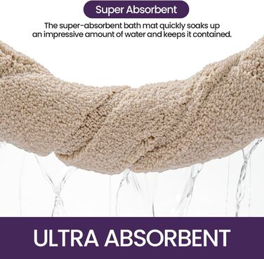 Килимок для ванної кімнати DEXI: антиковзаючий, м'який, з мікрофібри, 60x90 см, бежевий