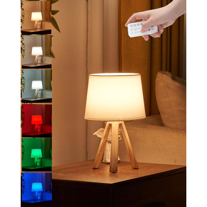 LED-лампа Egobasic настільна бездротова з пультом, таймером, регулюванням яскравості, акумулятором, змінним кольором, для спальні, кухні, вітальні (тринога з харчової смоли)