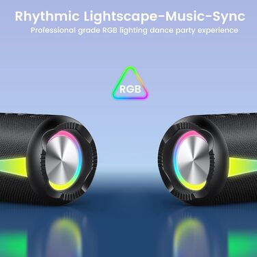 Bluetooth колонка з RGB підсвіткою, IP7 водонепроникна, 20 год автономії, потужний бас - Black
