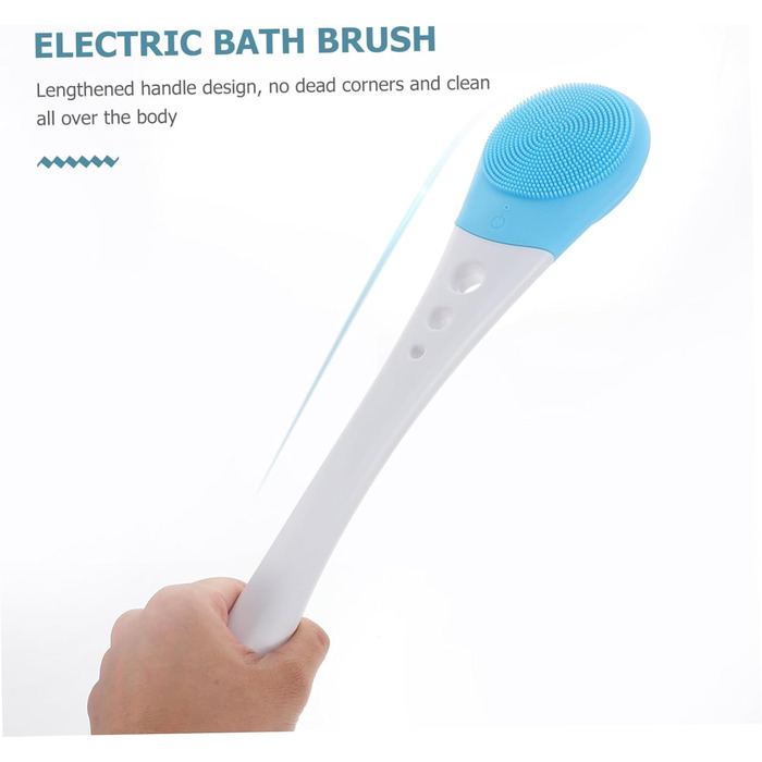 Minkissy 1-Piece Bath Brush Body Cleaning Brush Rotating Exfoliating Brush Facial Washing Brush Massage Brush Electric Shower Brush Massage Brush for the Back Bath Accessories Abs Blue (43X9X3CM)