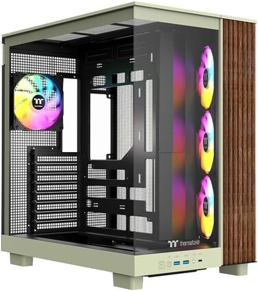 Корпус Thermaltake TG ARGB ATX Mid-Tower View 380 XL Wood (Matcha Green) з 4 вентиляторами ARGB, USB-C, підтримка радіатора 360mm