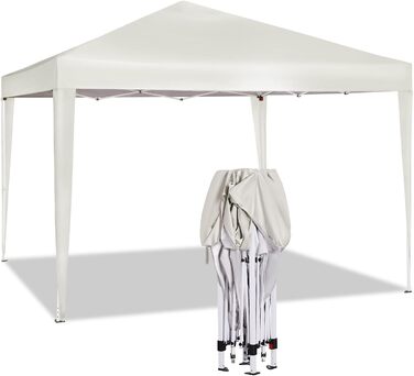 WOLTU Pop-Up Pavilion, Waterproof Folding Pavilion, Sun Shelter, Event Pavilion, Garden Pavilion for Patio, Camping, Festival, Pagoda Tent made of Oxford Fabric with Metal Frame, 3 x 3 m, Beige, PVL0002be