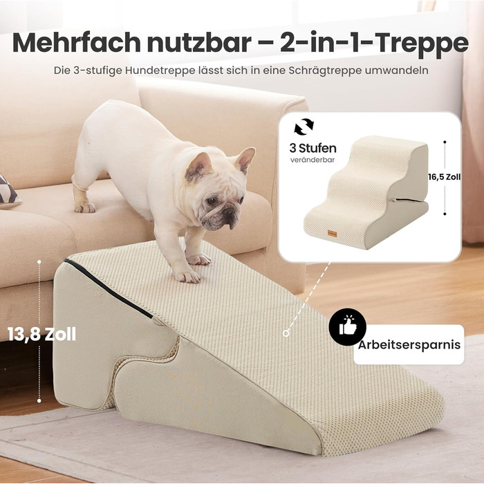 Сходинки для собак Gardner Pet - 3 сходинки, 35/42 см, з водонепроникним покриттям, для маленьких собак, з високощільних матеріалів