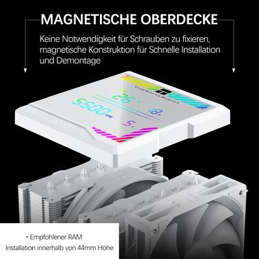 Кулер для процесора Thermalright Peerless Assassin 140 Digital White, двовежевий, 6 теплових трубок, 2 PWM вентилятори, з цифровим дисплеєм, для AM5, Intel LGA1851/1700, білий
