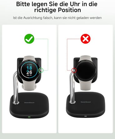 Зарядний пристрій SwanScout 505G2 для Google Pixel Watch 3/2 (не для Pixel Watch 1), магнітний зарядний пристрій, чорний