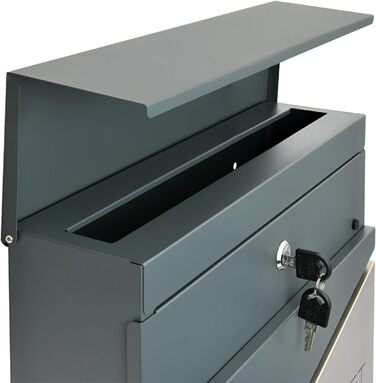 Поштовий ящик Verda з газетницею, антрацит, 37x37x11 см, 2 ключі, настінний, з XL газетницею, замикається