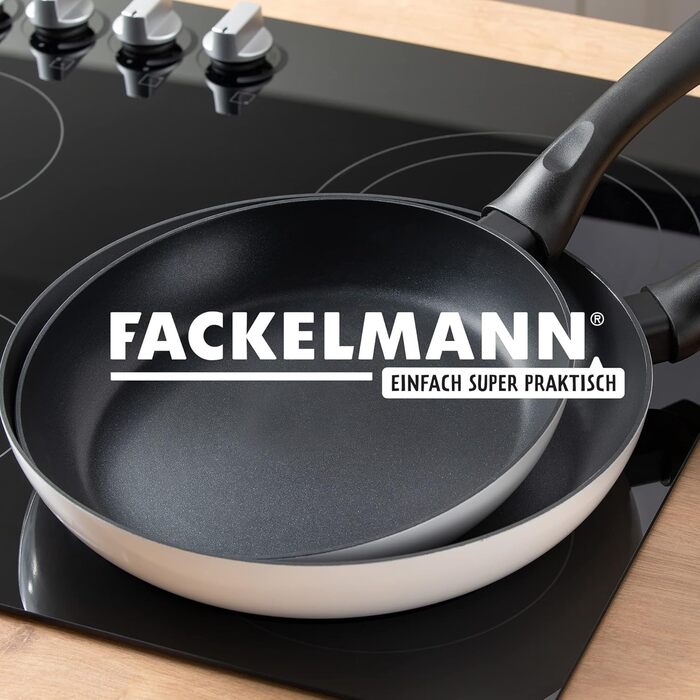 Сковорода Fackelmann Arcadalina 24 см з антипригарним покриттям - сковорода з 90% переробленого алюмінію та керамічним покриттям, для приготування та обсмажування, PFAS Free, чорний/білий