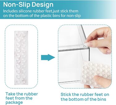 Vtopmart 4 Pack Stackable Storage Drawers, Acrylic Organizer with 32 Non-slip Mats, Acrylic Drawer Organizer for Dresser, Bathroom