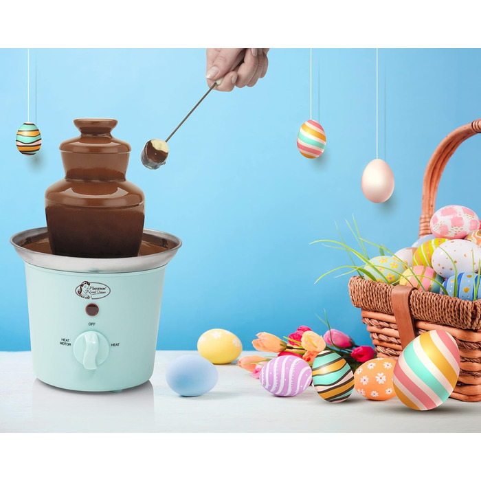 Шоколадний фонтан Bestron з 3 ярусами, 60 Вт, м'ятний колір, з функцією підігріву