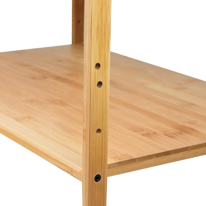 Поличкова система для мікрохвильової печі 3 яруси, органайзер з гачками, розширювана, висувна, 40-64см, з вуглецевої сталі (3 яруси, бамбук, 55x35x67см)