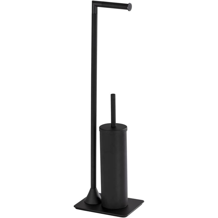 Набір для туалету WENKO Hella: тримач туалетного паперу та щітка для унітазу, пофарбований сталь, 15 x 69 x 20 см, матовий білий (чорний)