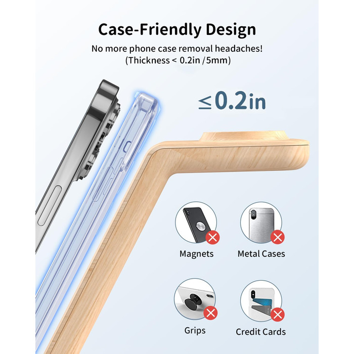 Бездротовий зарядний пристрій JoyGeek 3-в-1 з бамбуковою текстурою для iPhone, Apple Watch, AirPods